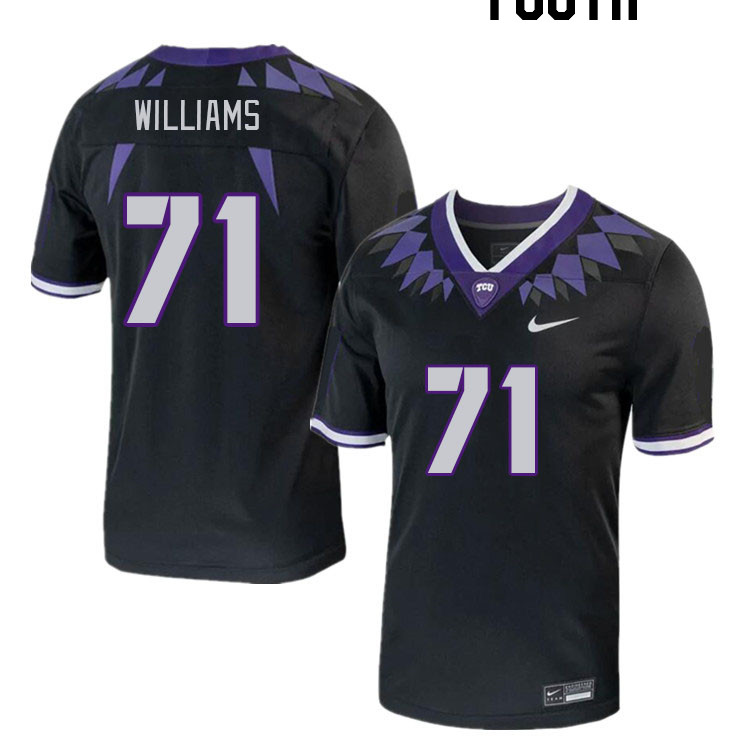 Youth #71 Marcus Williams TCU Horned Frogs 2023 College Footbal Jerseys Stitched-Black - Click Image to Close